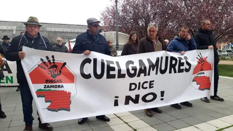 Los zamoranos alzan la voz en Valladolid contra las macro-plantas de biogás y macro-granjas. IMAGEN CEDIDA