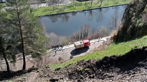 BOMBEROS DE LA DIPUTACIÓN RETIRAN LOS DESPENDIMIENTO DE LA CARRETERA AUTONÓMICA ZA-925 EN PUEBLA DE SANABRIA