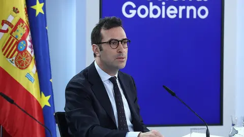 El ministro de Economía, Comercio y Empresa, Carlos Cuerpo, durante la rueda de prensa posterior al Consejo de Ministros