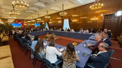 reunión entre las instituciones por el AVE . imagen de archivo