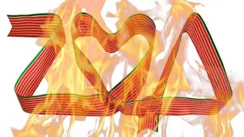 logo de Zamora con la bandera quemándose