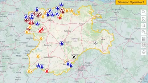 Situación de los incendios en Castilla y León (21 de agosto de 2025)