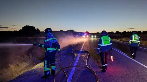 Accidente coche calcinado Zamora Fermoselle
