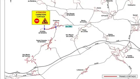 corte de carretera entre cobreros y avedillo de sanabria