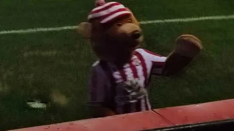 La mascota del Zamora saluda a aficionados