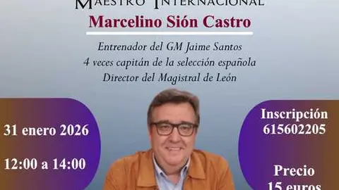 Cartel sobre la charla de Marcelino Sion