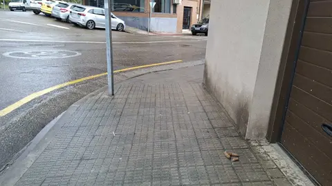 Excrementos de perro a la puerta de una vivienda en el entorno de la Plaza de Cristo Rey