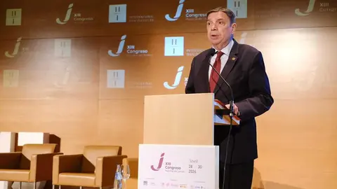 El ministro de Agricultura, Pesca y Alimentaci&oacute;n, Luis Planas, durante su intervenci&oacute;n en el Congreso Mundial del Jam&oacute;n