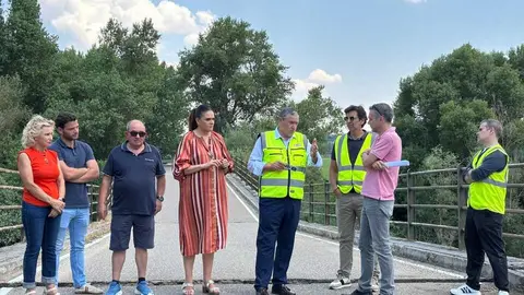 Visita de Fa&uacute;ndez al puente de Granja Florencia