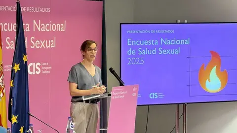 La ministra de Sanidad, M&oacute;nica Garc&iacute;a, durante la presentaci&oacute;n de resultados de la Encuesta Nacional de Salud Sexual (ENSS II)