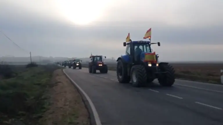 Tractores saliendo de Moraleja del Vino