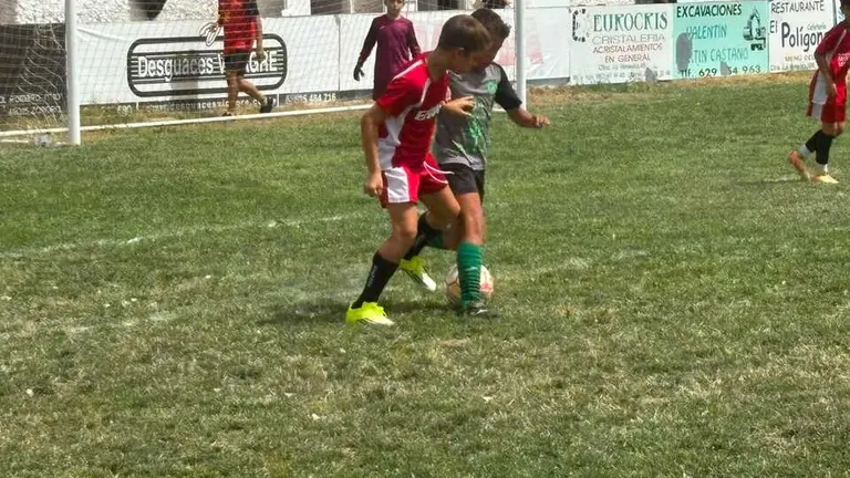 Ni&ntilde;os jugando al f&uacute;tbol en Roales del Pan