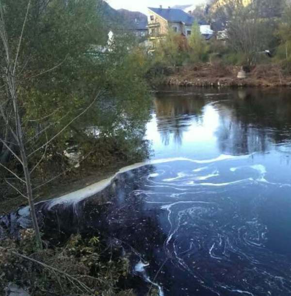 Capa de espuma en la superficie del Lago de Sanabria.