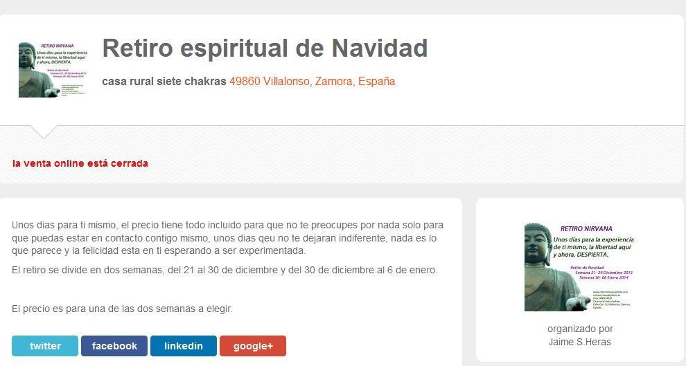Anuncio del retiro espiritual celebrado en Navidad en la casa rural de Villalonso