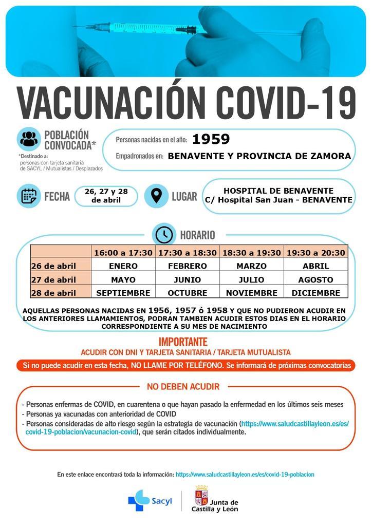 Cartel de vacunación en Benavente.