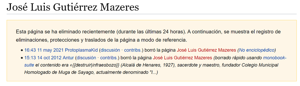 Wikipedia borra el rastro de Don José, párroco de Muga