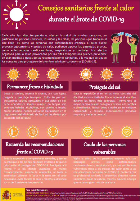 Consejos sanitarios para combatir el calor con el Covid-19