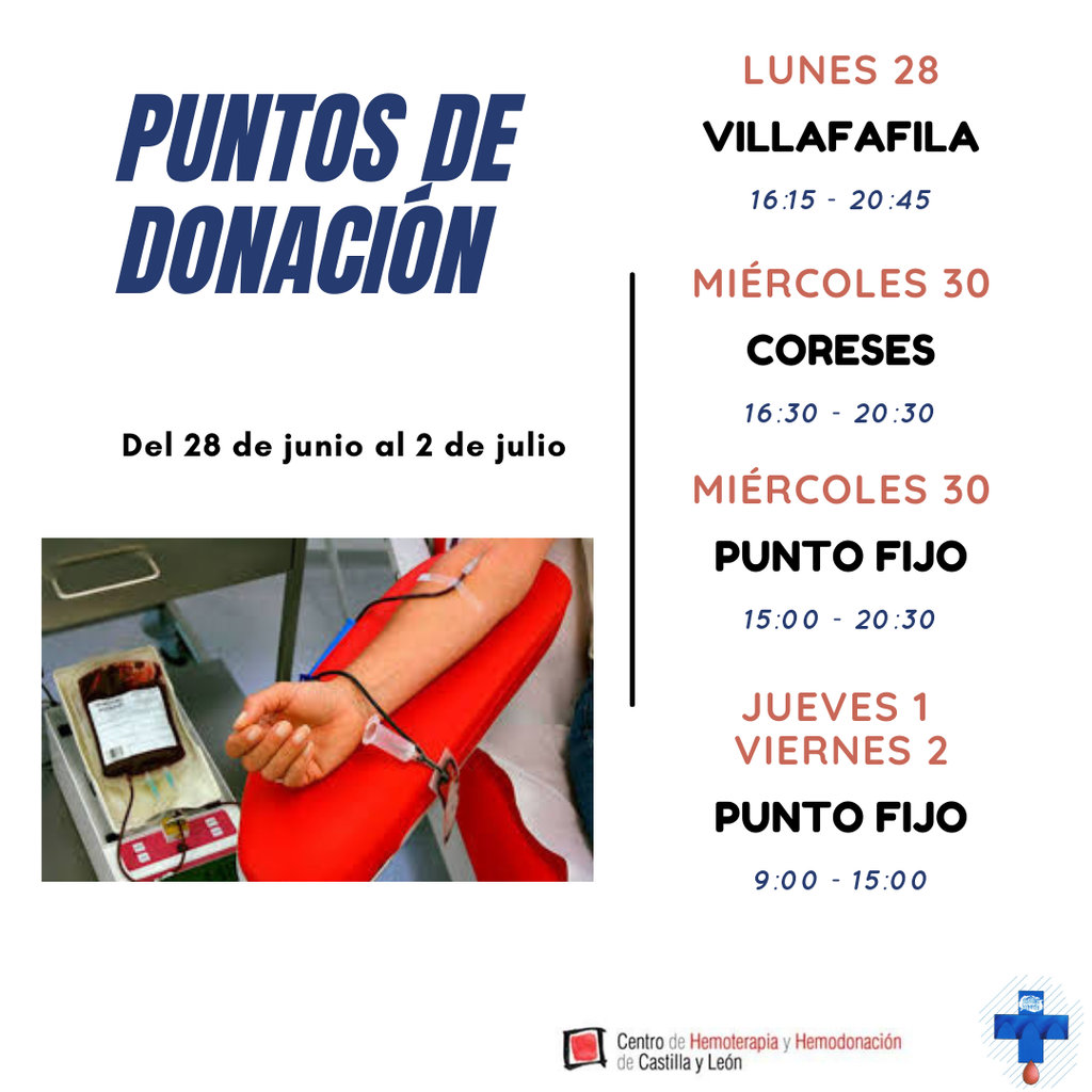 Calendario donaciones 28 junio