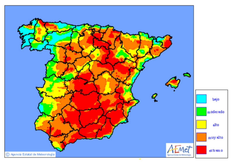 Mapa riesgo incendios 5 de julio