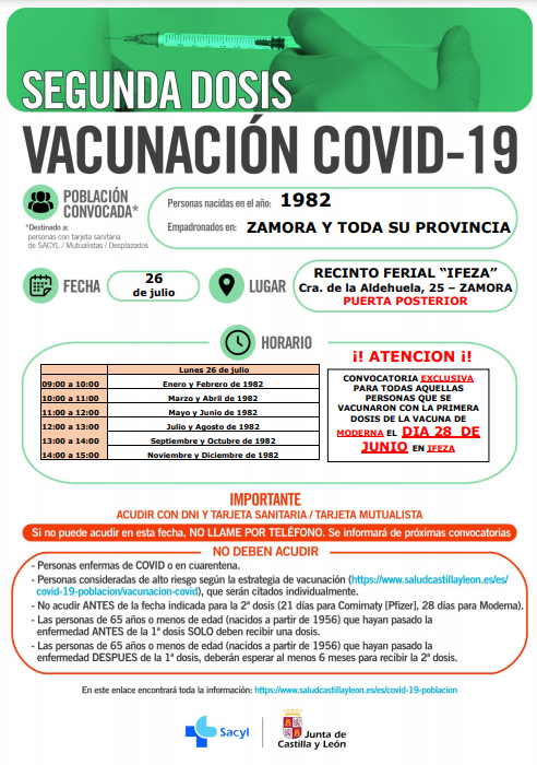 Cartel vacunación 1982 Zamora