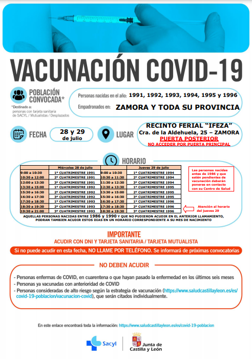 Cartel vacunación 91-96 ZAMORA