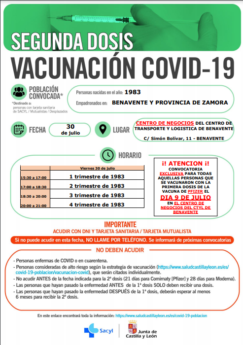 Cartel vacunación 1983 Benavente