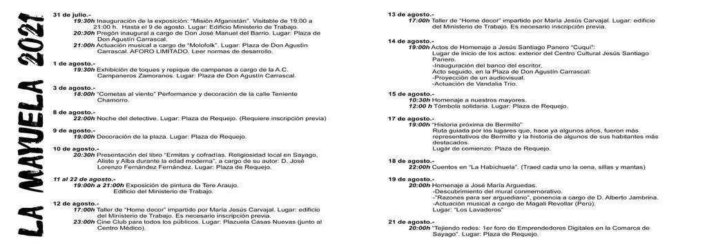 Cartel actividades La Mayuela