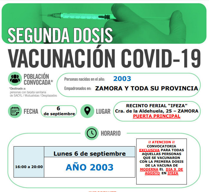 ZAMORA 6 de sept _nacidos 2003_SEGUNDA DOSIS