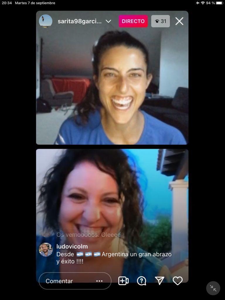 Captura del live entre Sara García y Mónika Teruelo