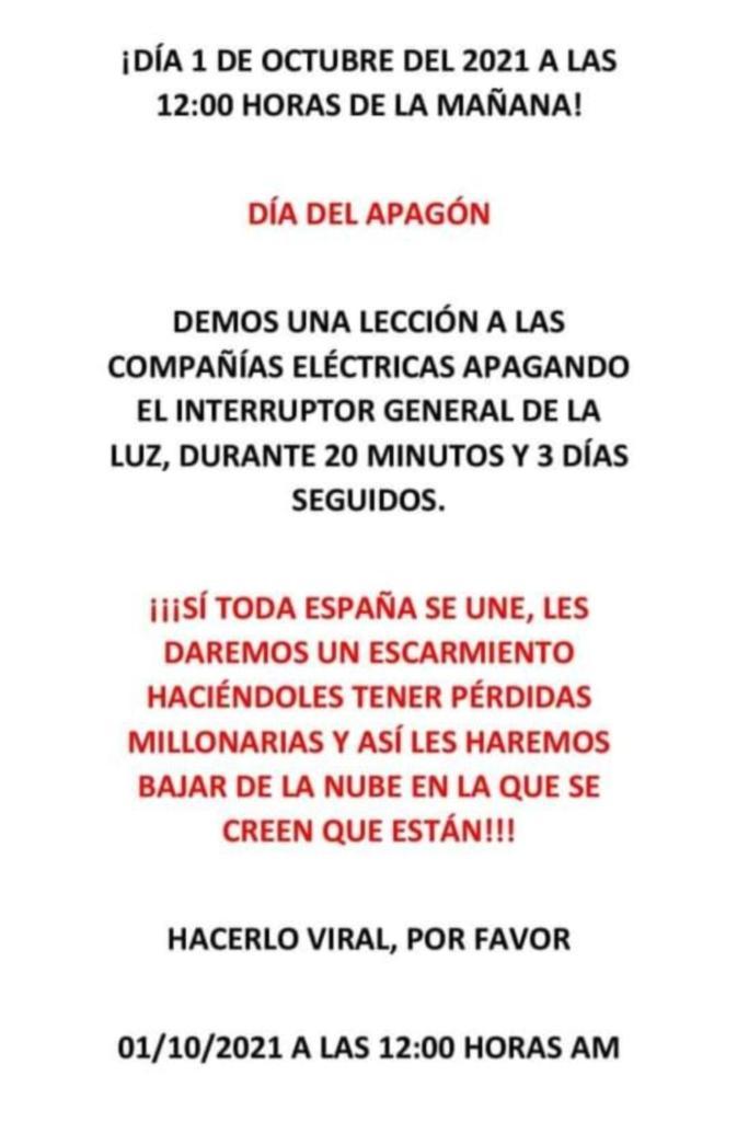 Cartel protesta luz