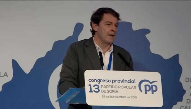 Mañueco durante el congreso provincial del PP de Soria