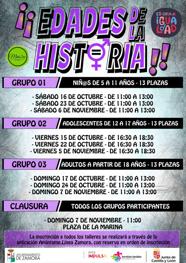 Cartel talleres Edades de la Historia. El papel de la Mujer a lo largo de la Historia2