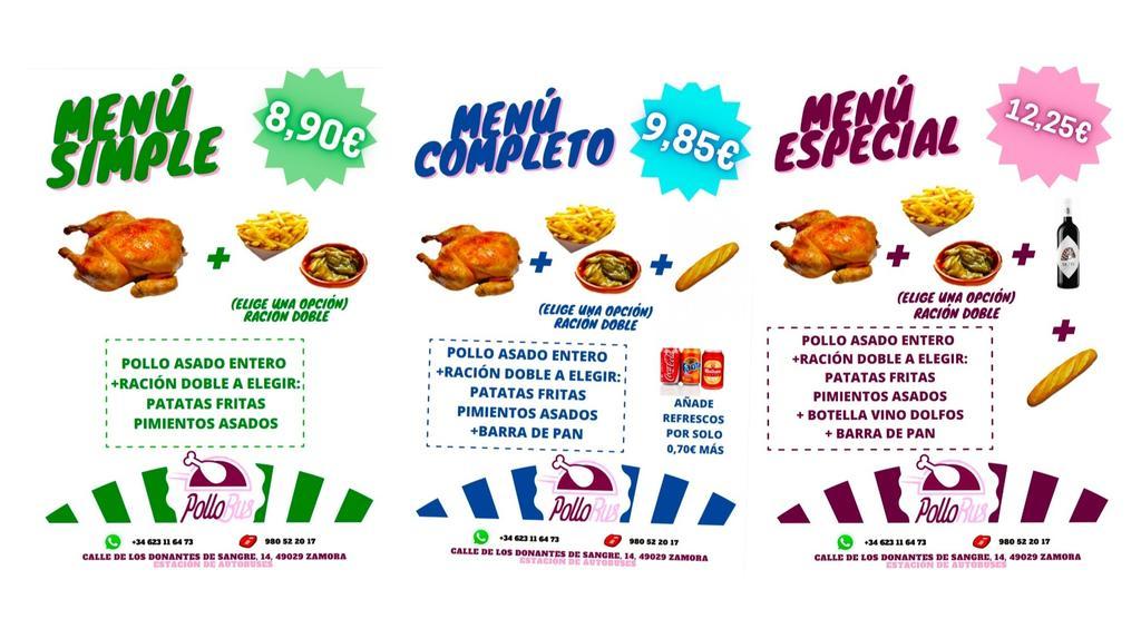 menús pollo bus