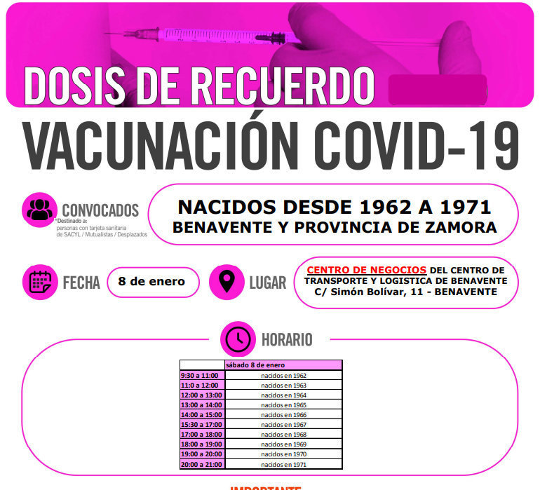BENAVENTE 8 enero _nacidos 1962 a 1971_DOSIS ADICIONAL