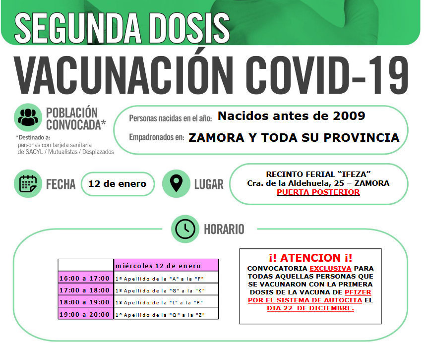 ZAMORA 12 de ENERO _nacidos 2009_SEGUNDA DOSIS (Primera con Autocita)