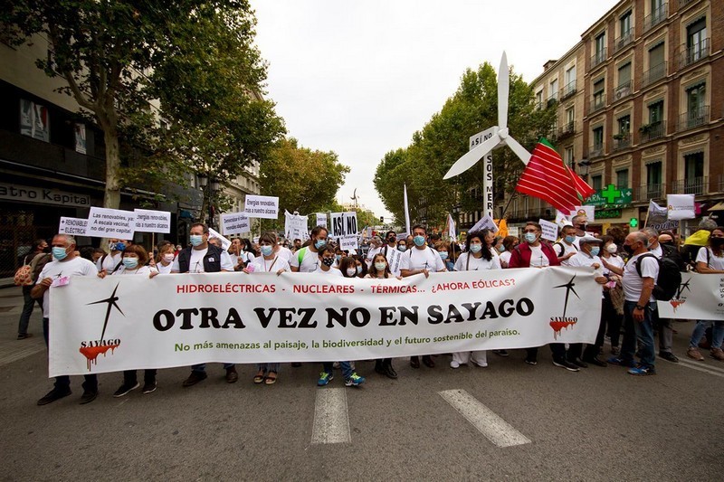 Concentración contra los megaparques eólicos en Madrid. Foto de archivo