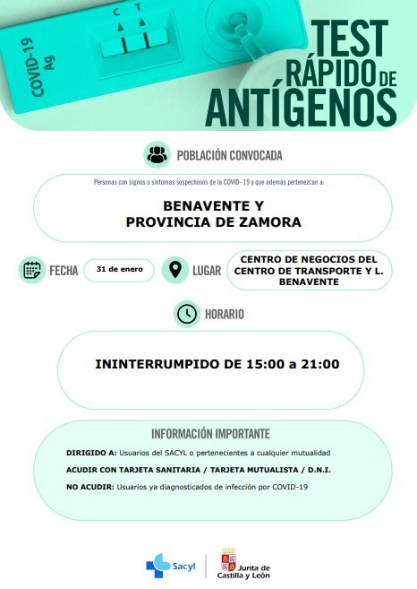 Convocatoria test de antígenos Benavente