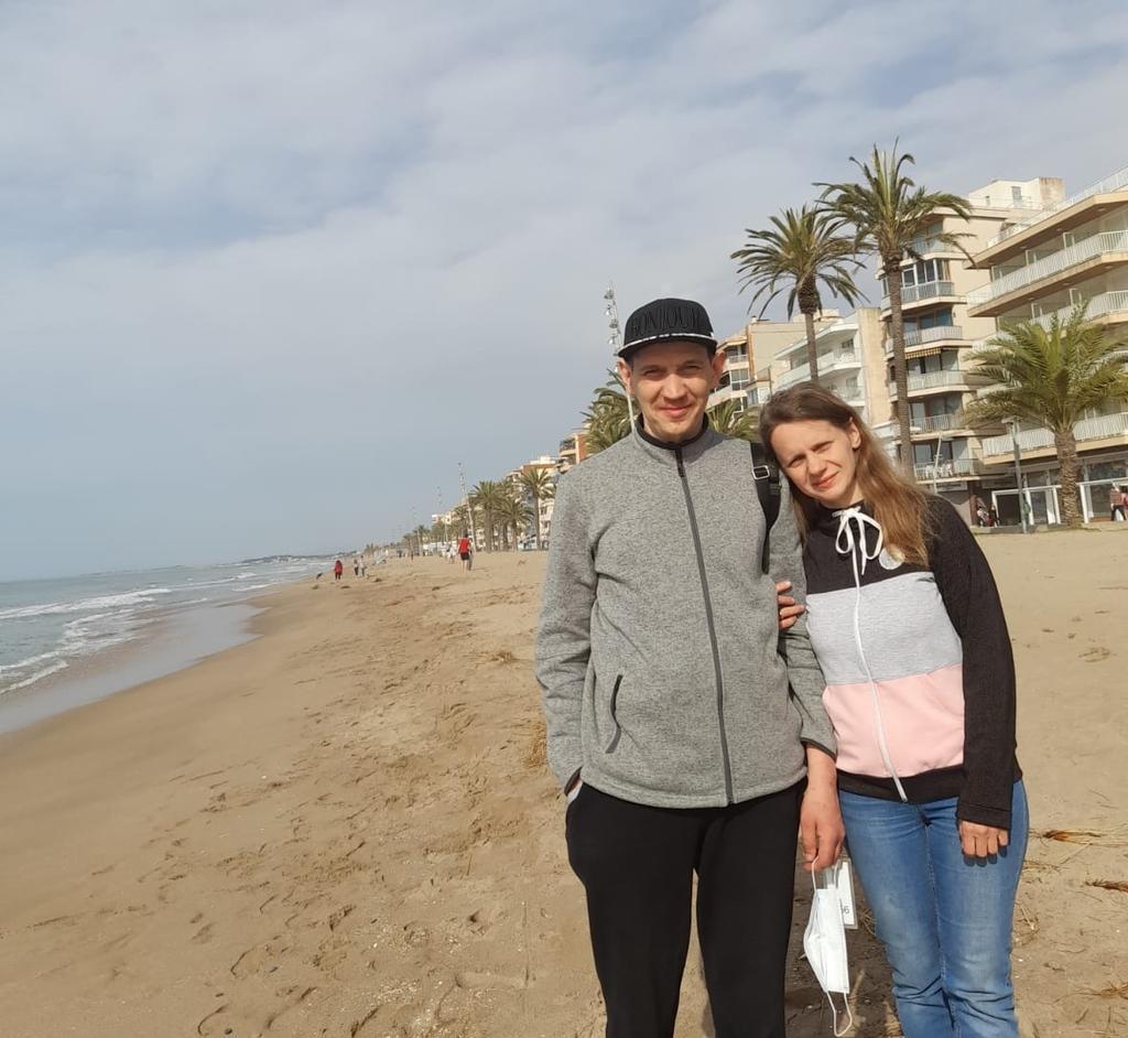 Oleg y su mujer. Fotografías. familia Milyukov