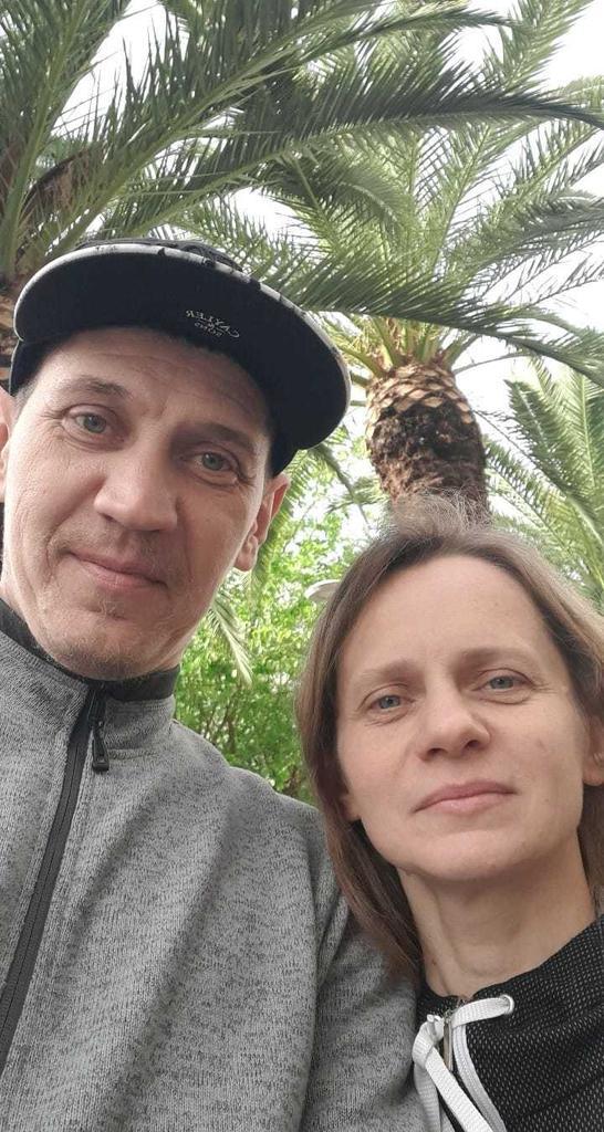 Oleg y su mujer. Fotografías. familia Milyukov