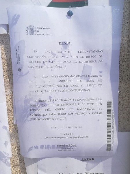 Bando del Ayuntamiento de Fronfría