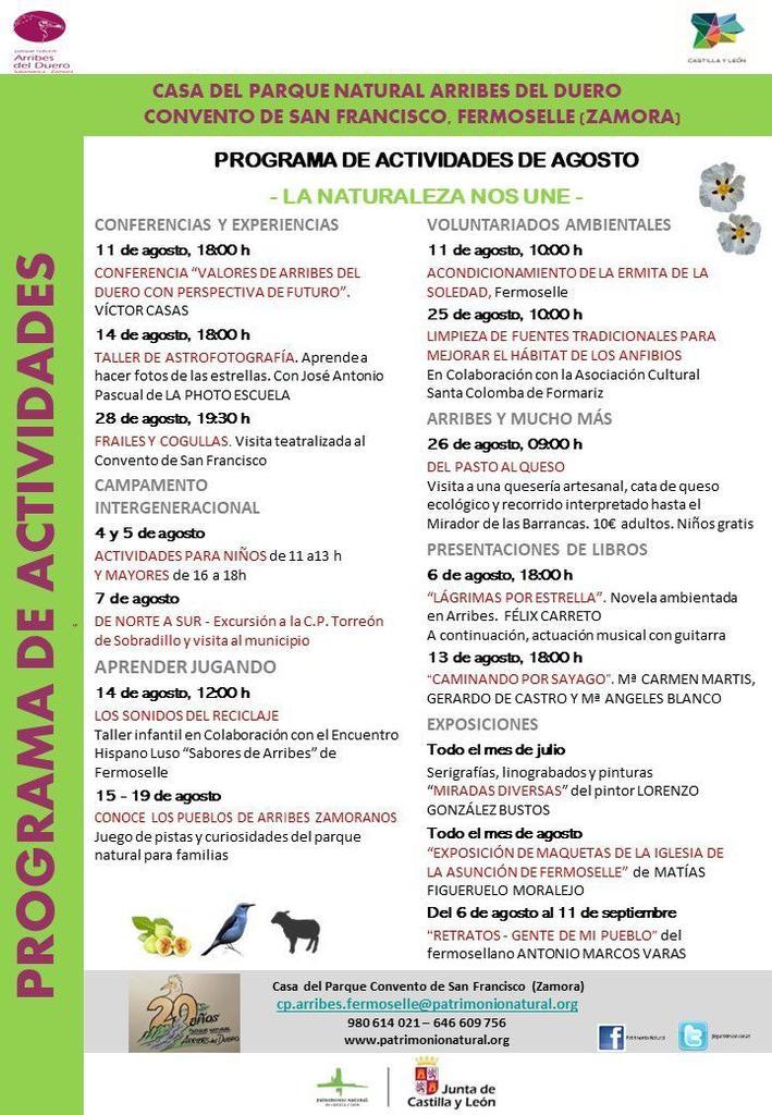 cartel general actividades agosto