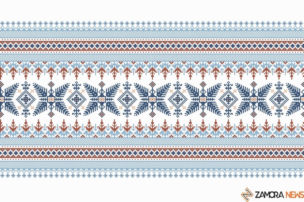 Vector illustration of Ukrainian folk seamless pattern ornament. Ethnic ornament. Border element. Traditional Ukrainian, Belarusian folk art knitted embroidery pattern - Vyshyvanka.