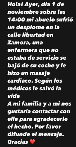 Mensaje difundido por Twitter