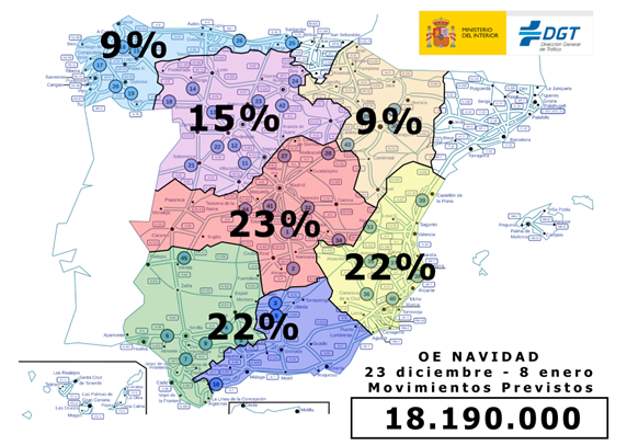 Mapa desplazamientos Navidad CyL