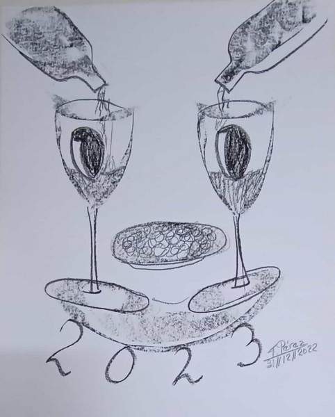 Dibujo de Francisco Pérez para felicitar el nuevo año