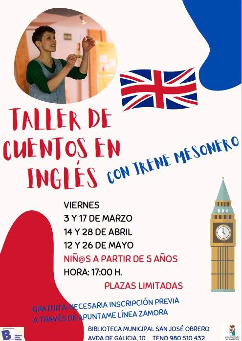 Cartel talleres cuentos en inglés