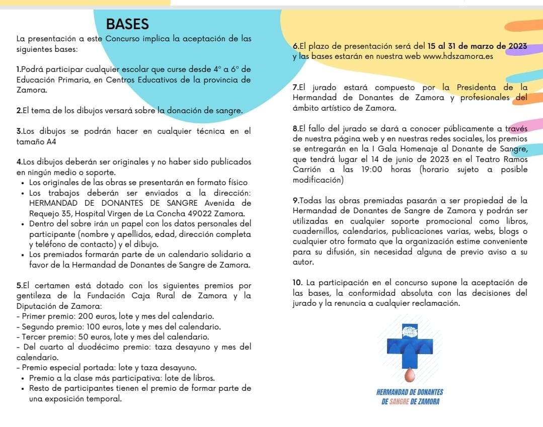 Bases I Concurso de Dibujo Hermandad de Donantes de Sangre