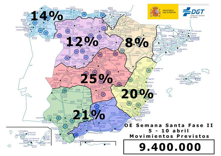 Mapa revisión tráfico segunda fase Semana Santa 2023