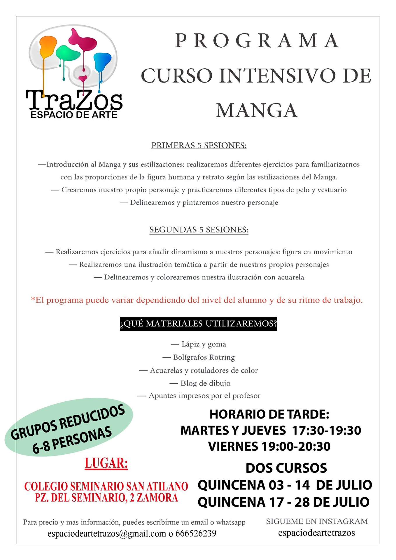 Talleres curso intensivo de manga