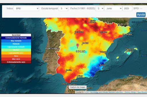 Mapa del sistema de monitorización de sequías meteorológicas